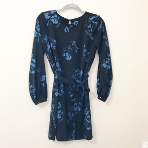 H&M Women Black dress with blue floral prints